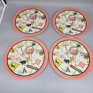 Camp Casual 4 Piece Salad Side 9" Plate Melamine Camping R'ving Picnic Graphic